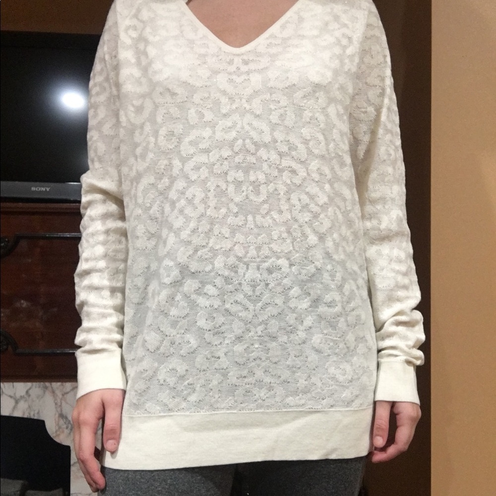 White Cheetah Print Sweater